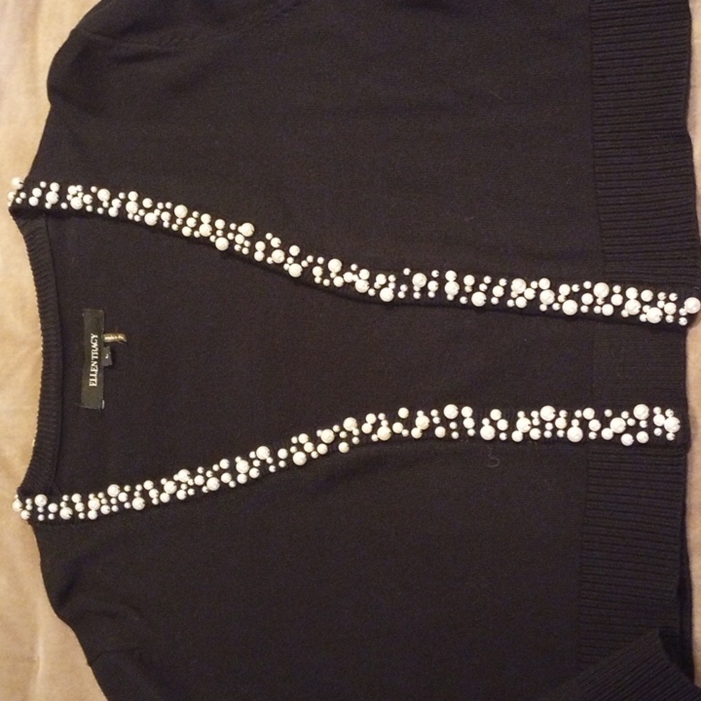 Ellen Tracy Valero Sweater with Pearl Trim - Picture 2 of 7